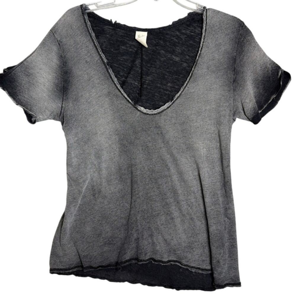 We The Free Linen Cotton Tee Shirt Free People Distressed Size M Relaxed Casual